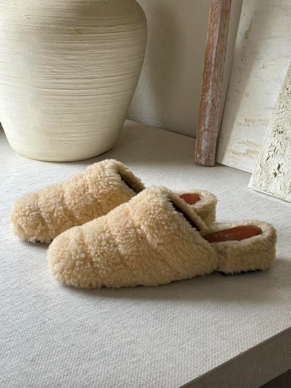 MANU ATELIER Shearling Padded Slipper Mules